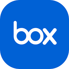 The logo for box drive. A square blue box containing the text "box"